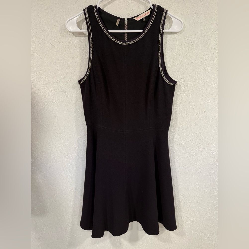 Rebecca Taylor Silver Chain Accent Sleeveless Purple Dress Sz 8